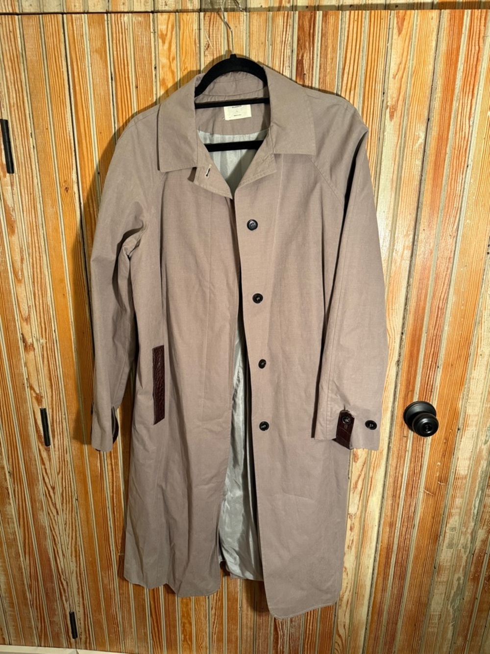 Billy Reid Women's  Taupe Trench Coat with alligator trim